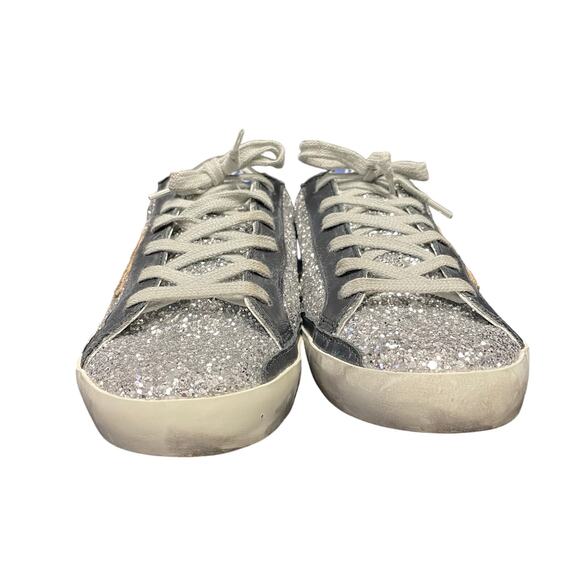 Golden Goose Superstar Silver Glitter Animal Print Star Sneakers Size 39 / US 9 - Picture 6 of 12